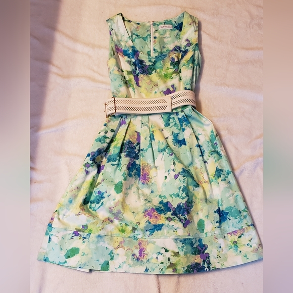 Calvin Klein size 2 pleated multi color party dress - Picture 2 of 11